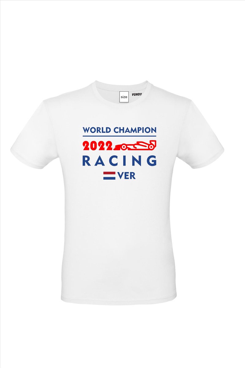 T-shirt World Champion 2022 | Max Verstappen / Red Bull Racing / Formule 1 Fan | Wereldkampioen | Wit | maat 4XL